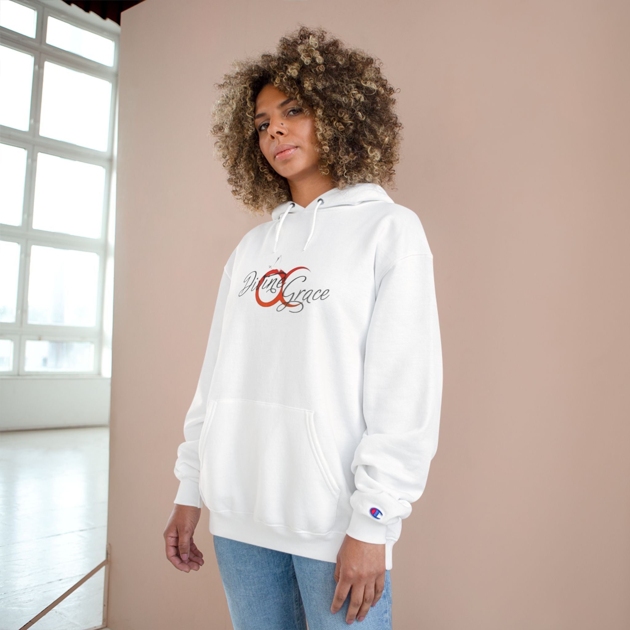 Divine Grace Champion Hoodie - Stylish Sweatshirt with QR Code