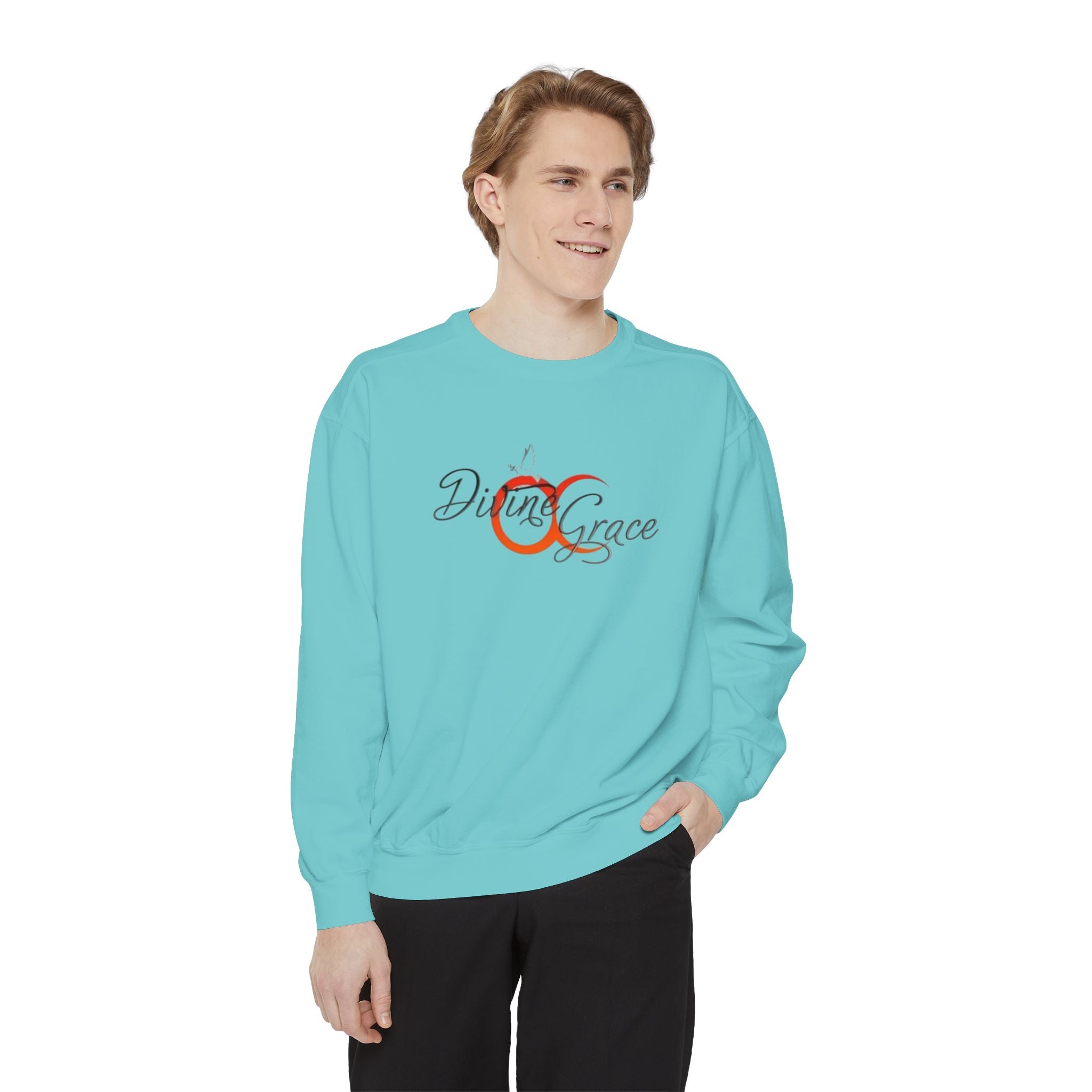 Unisex Garment-Sweatshirt - "Divine Grace" Design with QR Code - Perfect for Casual Wear and Spiritual Gatherings