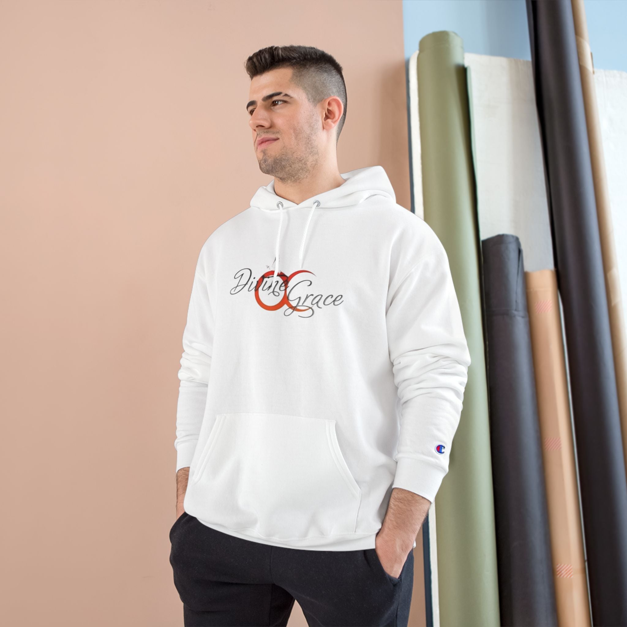 Divine Grace Champion Hoodie - Stylish Sweatshirt with QR Code