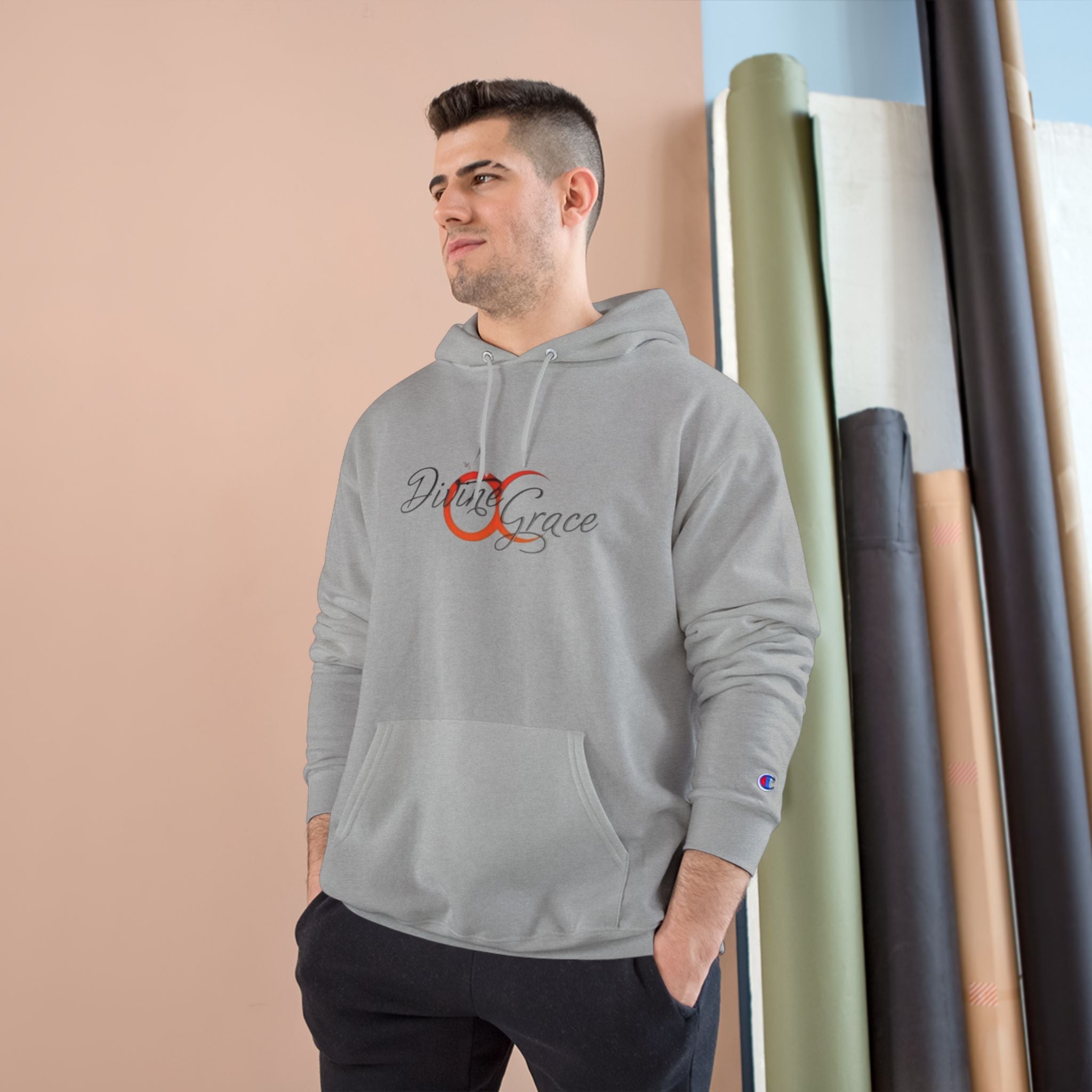 Divine Grace Champion Hoodie - Stylish Sweatshirt with QR Code