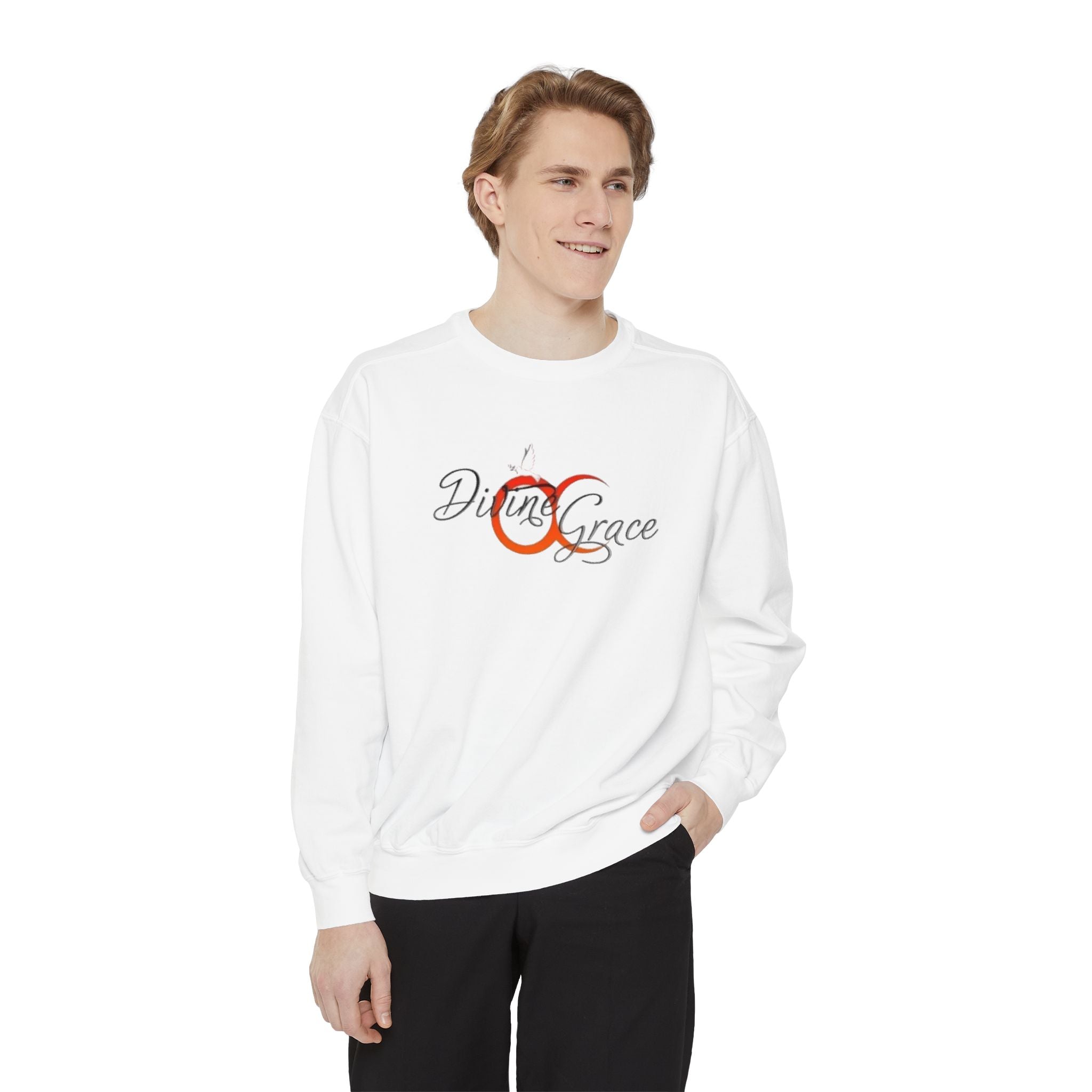 Unisex Garment-Sweatshirt - "Divine Grace" Design with QR Code - Perfect for Casual Wear and Spiritual Gatherings
