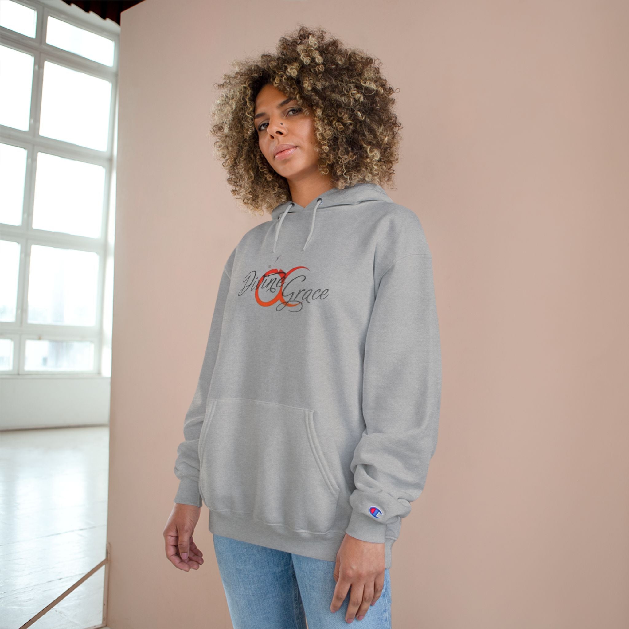 Divine Grace Champion Hoodie - Stylish Sweatshirt with QR Code